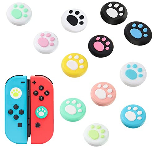 12pcs Switch Thumb Grip Caps,Joystick Covers Silicone Analog Stick Covers Kawaii Joystick Caps Replacement Joycon Thumb Grip Covers Thumb Stick Grip Cap for Nintendo Switch & Lite (Radom Color)