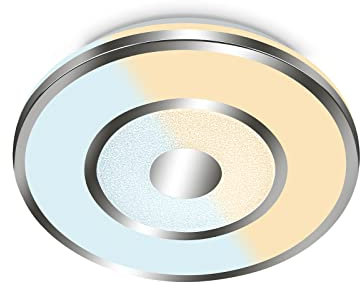 BRILONER Leuchten – LED Bad Deckenleuchte mit Farbtemperatursteuerung, Deckenlampe LED IP44 Badezimmerlampe, Stufenweise Dimmbar, Kristall-Chrom, 400x72 mm (DxH), 3083-018