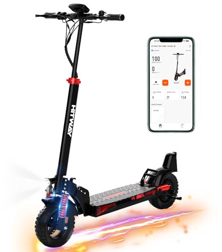 HITWAY E Scooter mit Straßenzulassung (ABE), 10-Zoll-Elektroroller für Erwachsene,15,6Ah-27Ah Batterie, 500W Motor,70-110 Max. Reichweite,Faltbarer, Max. 20km/h, mit APP, Vollfederung