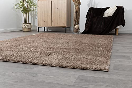 Steffensmeier Hochflor Teppich Kimo | Shaggy Langflor Teppich | Wohnzimmer, Schlafzimmer, Braun, Größe: 120x170 cm