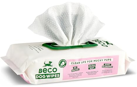 Beco Dog Wipes - 1 Pack of 80, Coconut Scented, For Paws, Body and Bum, Plant-Based Grooming Wipes