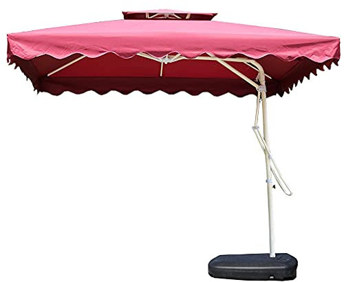 VIROYA Multi-purpose Sun Umbrella for Garden,Square Parasol Water Injection Base, 220cm Breathable Double Top Sunshade Waterproof Cantilever Parasol, Small Parasol for Garden Balcony Patio (Red) good