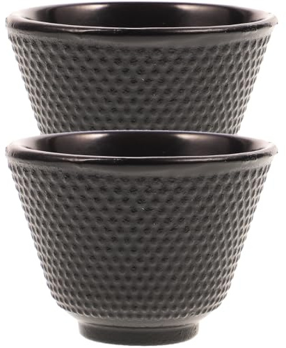STOBAZA Cast Iron Tea Cups Set of 2 Retro Style Chinese Tea Cup for Kung Fu Teaware Heat Resistant Reusable Drinking Cups Easy Clean Drinking Cup for Home Serving and Gift