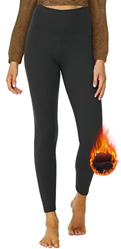 DDOBB Leggings thermiques femme doublés taille haute - Leggings thermiques longs avec polaire intérieure chaude teddy - Leggings de sport - Collants - Pantalon thermique - Pantalon de course - Robe
