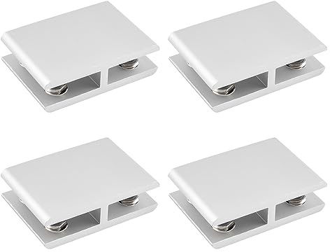 INCREWAY Glasklemme, verstellbar, doppelseitig, Aluminiumlegierung, Regalstütze, Klemmhalter für 5–8 mm Dicke, 180 Grad, 4 Stück
