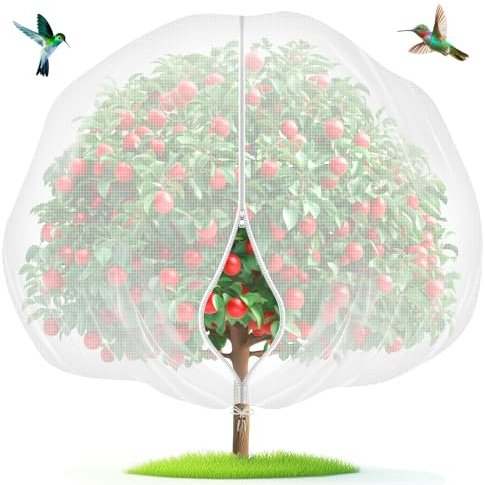 Fruit Tree Netting with Zipper & Drawstring - 4'x6' Garden Plant Net Pest Barrier 0.16 oz/ft to Prevent Cicadas Bird Squirrel Deer - Bug Protection for Blueberry Tomato with Fine Mesh Insect Cover