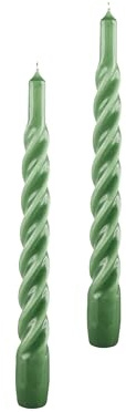 Bougies laquées tortillon Ø 2,2 cm H. 21 cm - 3 pièces - Vert mousse