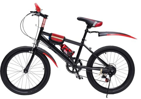 HOARLICN Bicicleta infantil de 20 pulgadas, 7 velocidades, Bici Niña, para niños y jóvenes, bicicleta de montaña, para viajes en carreteras y otras condiciones de carretera, color rojo
