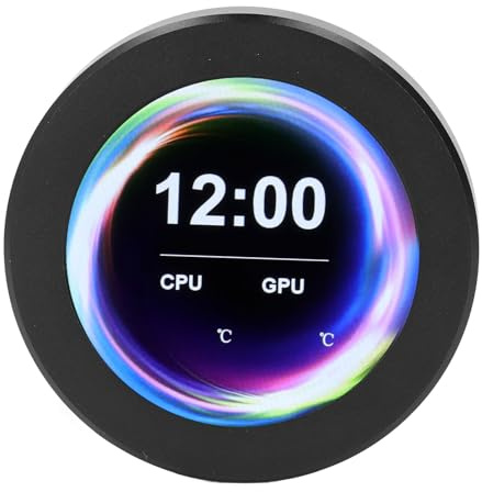 Jectse Schermo AIO, CPU Liquid Cooler Display LCD Monitor Temperatura, Visualizzazione in Tempo Reale, Rotazione di 360 Gradi, Aggiornamento Meterial - Lega di Alluminio, con Porta di