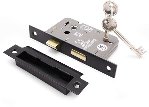 EAI 3 Lever Mortice Sashlock - 74x57mm - Matt Black - Pack of 1