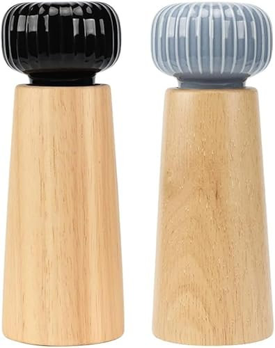 MFYHMY Molinillo de sal y pimienta de madera, salero con tapa de cerámica y rotor de cerámica ajustable (Color : C)