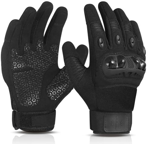 Motorradhandschuhe für Männer und Frauen, atmungsaktive Vollfinger-Touchscreen-Motorradhandschuhe für Rennradfahren, ATV-MTB-Fahren, Rennen, Radfahren, Wandern, Motocross-Rennen, Schwarz, 2XL