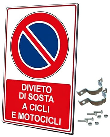 Divieto di sosta, Cicli e motocicli, cartello stradale, per uso esterno, resistente alle intemperie, in ferro, 40x60 cm, insegna stradale, proprietà privata, negozio, ristorante, parcheggio