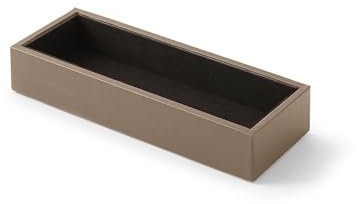 Eglooh - Minerva - Schreibtisch Stiftablage Leder Taubengrau - Rechteckiges Design und handgefertigte Ausführungen - cm 20 x 7,5 x H.3,5 - Vollständig in Italien hergestellt
