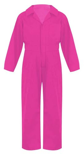Rswnyirn Kinder Jungen Overall Langarm Arbeitsoverall Enteiler Jumpsuit Hosenanzug Blaumann Mechaniker Uniform Arbeitskleidung Hot Pink 146-152