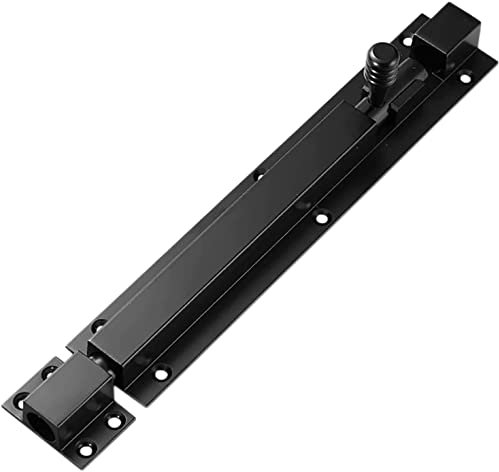 Serratura a cilindro per porta scorrevole in acciaio massiccio, resistente, con finitura spazzolata, con viti, 45,7 cm, nero