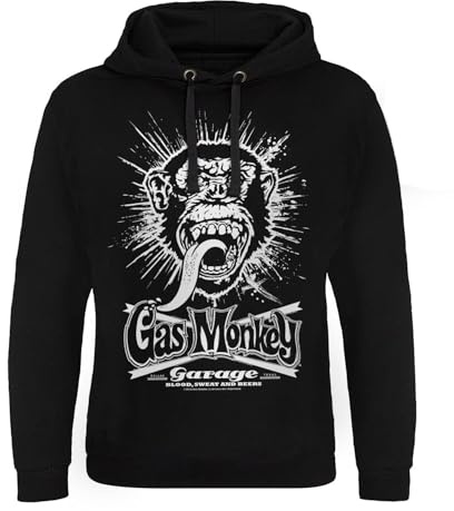 Gas Monkey Garage Offizielles Lizenzprodukt Explosion Epic Hoodie (Schwarz), Large