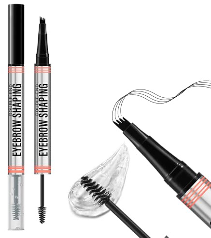 Boobeen 2 en 1 Stylo à sourcils et gel transparent pour sourcils, crayon à sourcils pour microblading et mascara transparent pour sourcils et cils, définition des sourcils pour un aspect naturel.