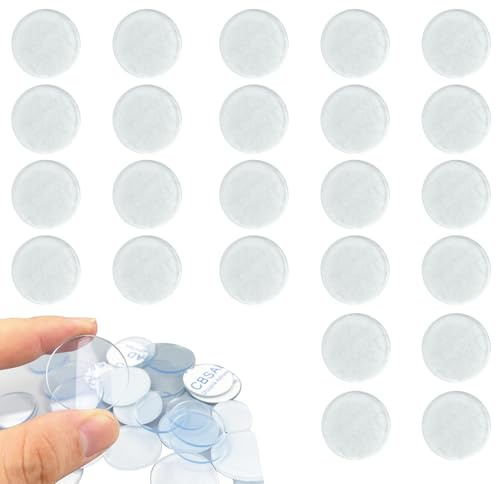 Lot de 50 tampons de protection en caoutchouc pour plaques en verre - 25 mm - Tampons élastiques transparents - Autocollants - Ronds - Pour plaque en verre, table, armoire