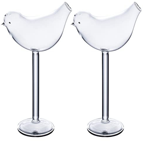 Bicchiere da cocktail a forma di uccello Bicchiere da cocktail trasparente Bicchiere da vino Set di 2 Calice da vino Bicchiere in vetro trasparente Bicchiere da Martini Bicchiere da bevanda for KTV Ho