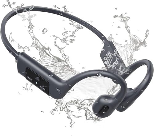 MONODEAL Casque Conduction Osseuse Natation, Ecouteur Waterproof Natation Bluetooth 5.3 IP68 MP3 Etanche Natation 32GB,Ecouteurs sans Fil Sport Ecouteur Piscine, Natation,Surf, la Course Pied