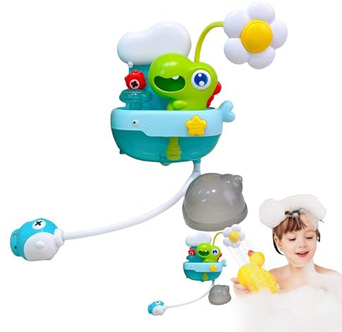 Douchette De Bain Bébé - Jouets De Bain pour Enfant en Bas Âge,Dinosaure Créateur de Bulles Arroseur Interactif et Éducatif pour Jeux d'eau Piscine Plage Jardin
