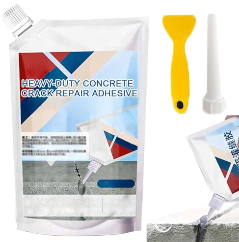 Heavy-Duty Concrete Crack Repair Adhesive, 500g Beton Versiegelung Wasserdicht, Zementrissfüller, Betonriss Reparatur Asphaltrissfüller, Schnell Trocknend Beton Rissfüller für Haus (Grau, 500g)