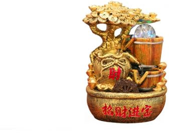Fontana da interni Feng Shui Fontana a cascata da interno con ruota girevole Feng Shui e sistema di ciclo naturale dell'acqua Home Fontana