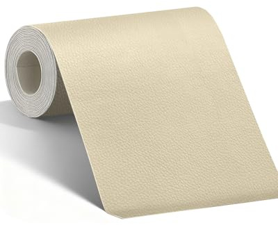BOUYEER Cuero Adhesivo Para Tapizar, 80x180 CM Polipiel Adhesiva Para Tapizar, Set de Reparación Ecológico e Inodoro para Muebles/Sofá/Asientos de Auto/Bolsos/Restauración, Beige amarillo