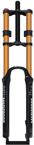 DHNCBGFZ 26 27.5 29 Pouces DH Vélo De Montagne Fourche Air Suspension VTT 1-1/8 Fourche À Suspension De Vélo Frein À Disque De Descente 180 Mm De Débattement Verrouillage Manuel QR 9MM(Gold,27.5)