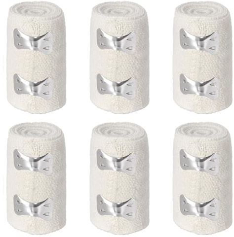 6 Rotoli di Bende Elastiche Mediche, Bende Semplici, Impermeabili e Traspiranti, Fissaggio per Ginocchio e Polso, Adatte per la Cura Delle Ferite e la Protezione delle Articolazioni (7.5cm)