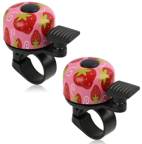 Lunpoem 2 PCS Campanello Velo Bambino Ragazza Bicicletta, con Motivo Fragola, Campanello Velo Bambino Ragazza Bicicletta 22mm, Mini Cam-panello per Bici da Bambina e Bambino