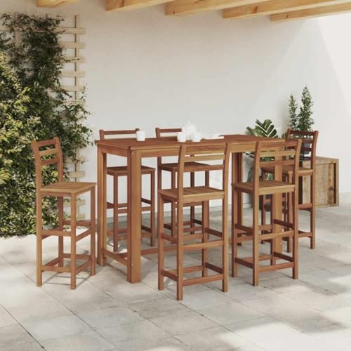 QUAHEAS Bartisch Massivholz Akazie 150x70x105 cm, eleganter Holz Stehtisch für Esszimmer und Küche, langlebiger Küchentisch für Frühstück, modernes Design Home Dining Table