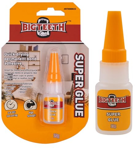 BIGTEETH All Purpose Super Glue 10g x 1 | Fast Drying Adhesive SuperGlue for Plastic, Metal, Ceramics, Porcelains, Wood, Rubber, Leather