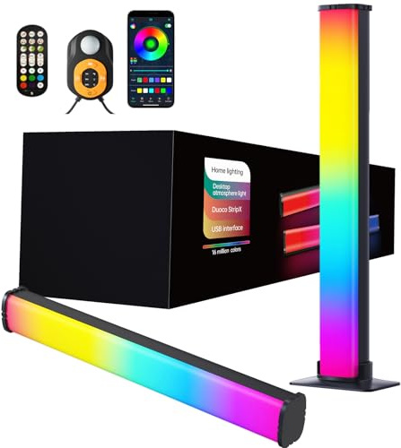 Auplf RGBIC Light Bars, TV Backlight Sync with Music Gaming Lights USB Port for PC, TV, Room Decoration Work with Sensor & Remote Control & APP Control - 2PCS