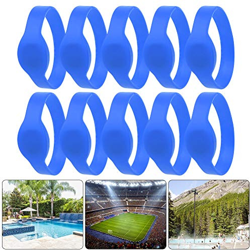 Fauitay 10 pulseras de silicona de 125 kHz IP68 con tarjeta de control de acceso, tarjeta de identificación, tarjeta de llave para piscina, gimnasio, sala de sauna (azul)