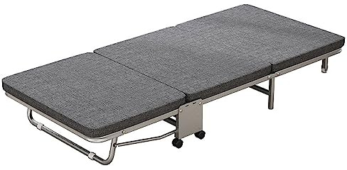 EYRMQWJPC Campingbett, Leichtes Campingbett mit Matratze for Erwachsene, tragbares, zusammenklappbares Schlafbett(Grey,39.37X70.87X9.45)