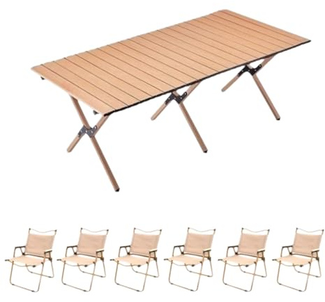 Tragbarer Campingtisch und Stuhl-Set – Mehrzweck-Legierung aus Karbonstahl, Picknick-Tisch für Camping, Heckklappe, Strand und Hinterhof
