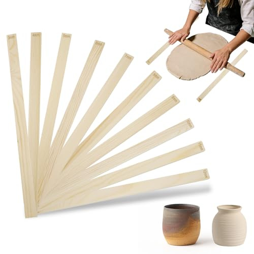 20 Pezzi Spessori per Mattarello in Legno,Bastoncini Guida per Argilla per Insegnamento di Ceramica,Guida per Mattarello in Legno per Ceramica e Argilla, 10 Misure,3/4/5/6/7/8/9/10/11/12 MM
