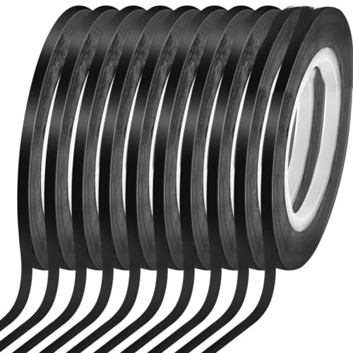Rastapulz 10 rollos de cinta adhesiva para pizarra de 1/8, cinta adhesiva fina para pizarra , rayas de agujas, cinta de arte borrable en seco, cinta aislante, color negro
