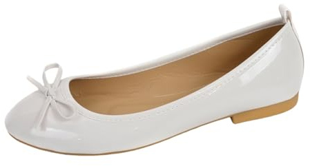 Bailarinas para Mujer Zapatos Medievales Verano cómodos Terciopelo Tradicionales Ancho Elegantes Gimnasia (White, 39) #1348