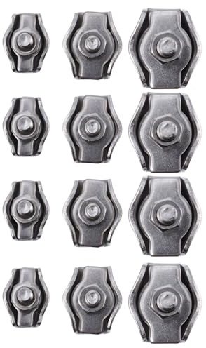 MUSISALY 12pcs Stainless Steel Wire Rope Clips Cable Clip Kits Single Wire Splicer Fastening Corrosion Resistance Silver for Ships