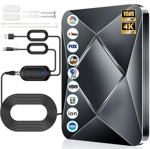 3600+ Miles Range TV Antenna Indoor, 2026 Updated Digital TV Antenna for Smart TV Indoor with Amplifier Signal Booster, HDTV Antenna for Local Channels Supports 8K 4K1080p All TVs-40ft Coaxial Cable
