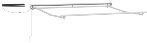 LMTYOENFG Elektrische Markise Rahmen Weiß 3,5 x 2 m - Einziehbarer Markisenrahmen aus Alu und Stahl mit Solar und Fernbedienung, Moderner Sonnenschutz für Terrasse und Garten