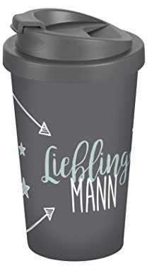 Infinite by GEDA Labels Lieblingsmann Coffee to go Becher, Kunststoff, Grau/Blau, cm, 9 x 9 x 16.5 cm, 1 Einheiten