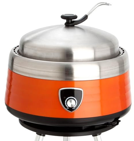 Vulcano Holzkohlegrill multifunktional mit Gebläse (Orange)