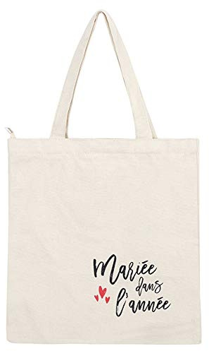 TE Whaka Sac Tote bag Mariée dans l'année | Sac en coton - Pochette intérieure - Fermeture zip | Cadeau de mariage, Cadeau mariée, Future mariée, Bride to be, ToteBag EVJF