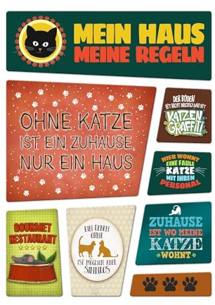 Katzen Kühlschrankmagnete im 8er Set Katze Kater Tier Haustier Liebe Familie