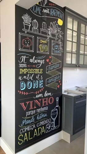 Tafelfolie selbstklebend schwarz | Für echte Kreide & Kreidestifte | verschiedene Größen | Kreidetafel | Wandfolie | Inneneinrichtung DIY Deko Schreibtafel Maltafel (250x100cm)