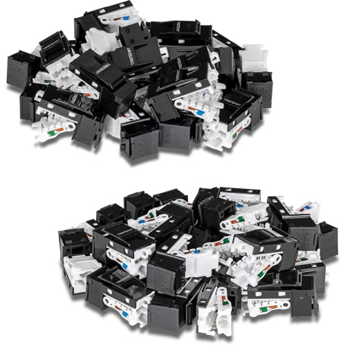 TRENDnet, TC-K50C6BK, Cat6 RJ45 Keystone Jack, 50er Pack Bundle, Kompatibel mit Cat5, Cat5e, Cat6 Verkabelung, Verwendung mit den TC-KP24 oder TC-KP48 Blank Keystone Patch Panels (separat erhältlich)